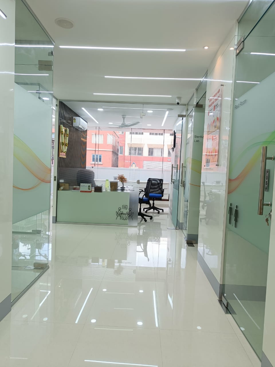The entrance to a treatment suite
